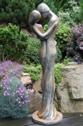 Steinfigur | Liebespaar - Rosteffekt | H. 123 cm