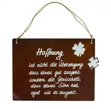 Spruchtafel "Hoffnung" | Edelrost | H. 34 cm