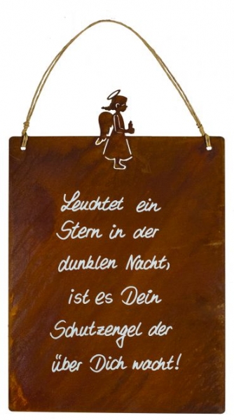 Spruchtafel "Schutzengel" | Edelrost | H. 39 cm