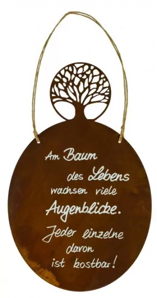 Spruchtafel "Lebensbaum" | Edelrost | H. 40 cm