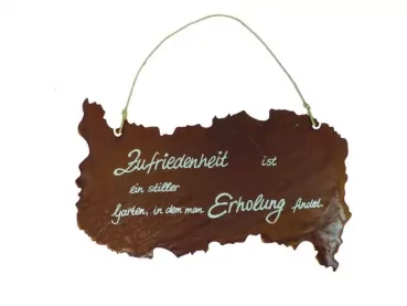 Spruchtafel "Zufriedenheit" | Edelrost | H. 30 cm