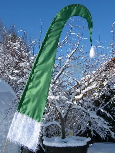 Weihnachtsfahne / Nikolausfahne 1.60 m (Plüsch / Fransen) mit Stab