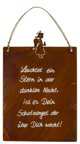 Spruchtafel "Schutzengel" | Edelrost | H. 39 cm