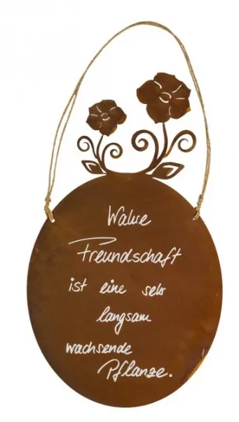Spruchtafel "Rosenblüte" | Edelrost | H. 43 cm