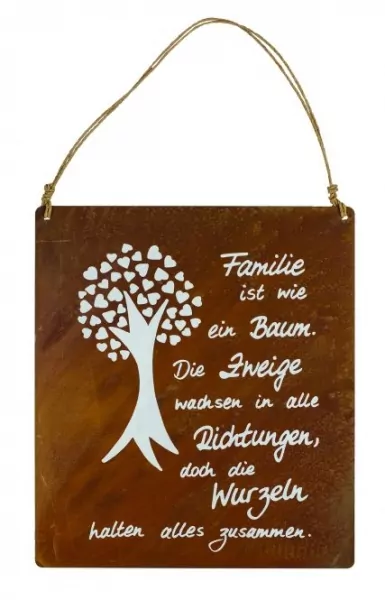 Spruchtafel "Wurzeln" | Edelrost | H. 43 cm