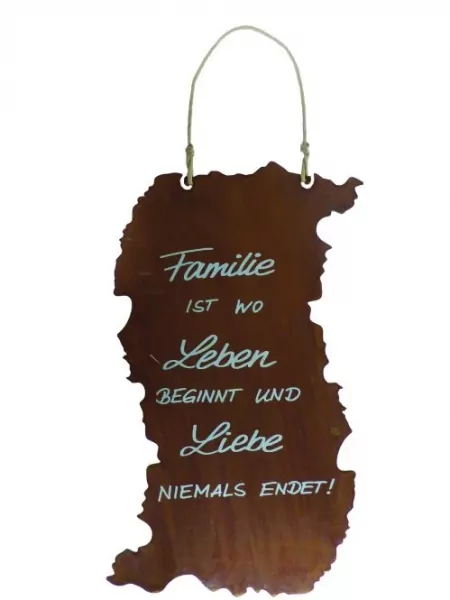 Spruchtafel "Liebe - Familie" | Edelrost | H. 73 cm