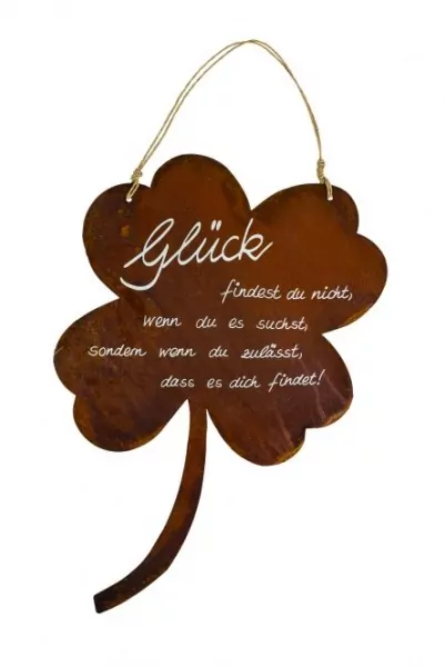 Spruchtafel "Glück" | Edelrost | B. 30 cm