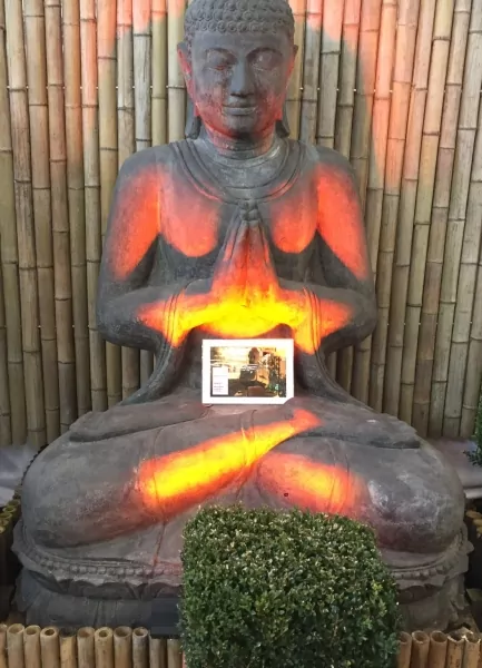 Buddha orange beleuchtet