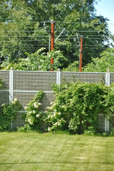 Berankte Lärmschutzwand mit Blumen