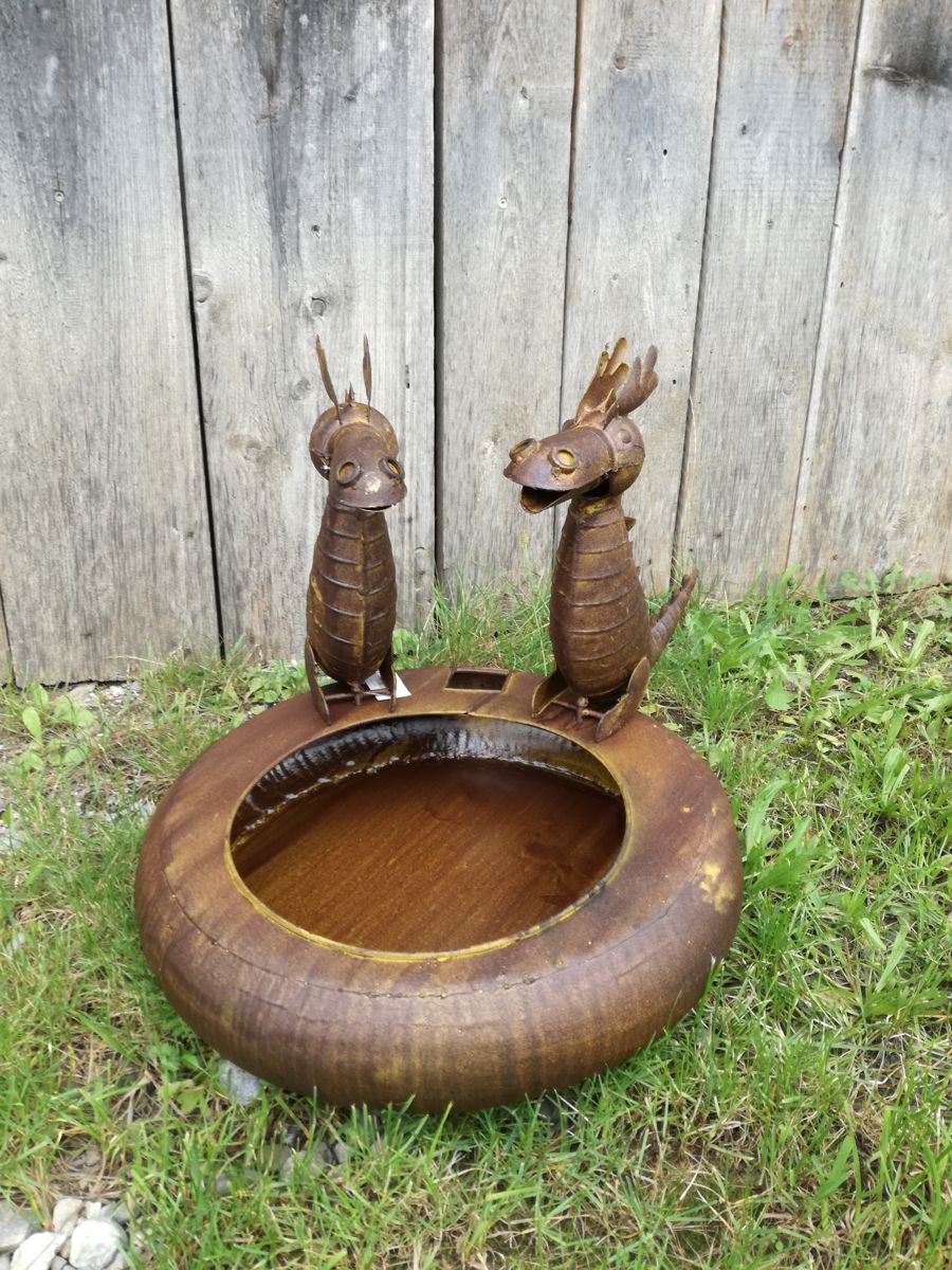 Gartenbrunnen | Zwei Drachen | Metallbrunnen
