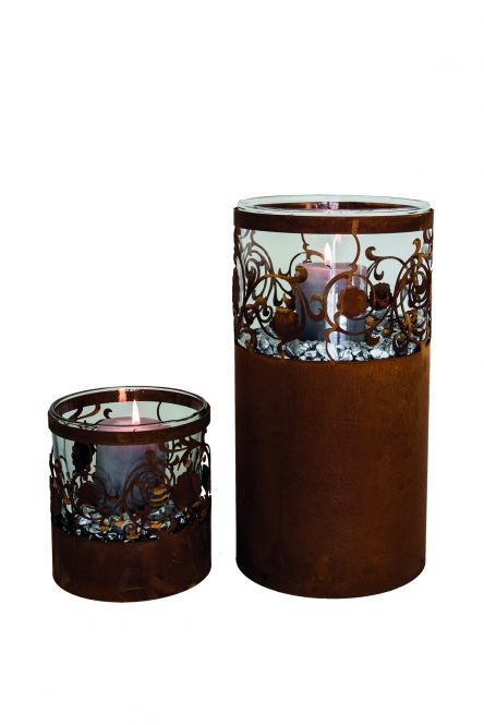 Windlicht / Teelicht Ornament | Edelrost | H 13 cm - D 13 cm
