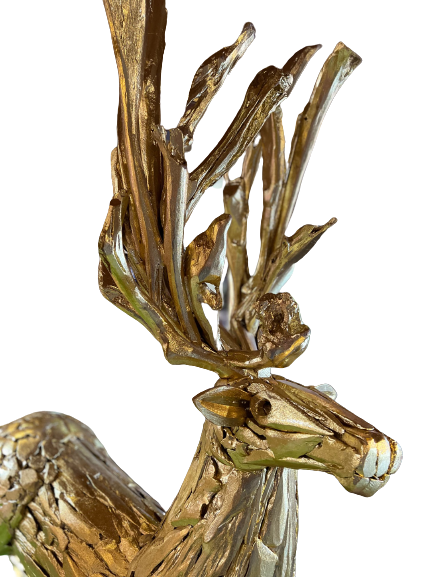 Rentier H. 2,00 m - Einzelstück | Teakholz & vergoldet