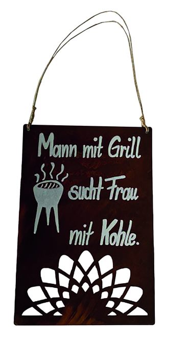 Spruchtafel "Grill" | Edelrost | H. 45 cm